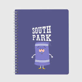 Тетрадь с принтом South Park Полотенчико в городе Новоалтайск, 100% бумага | 48 листов, плотность листов — 60 г/м2, плотность картонной обложки — 250 г/м2. Листы скреплены сбоку удобной пружинной спиралью. Уголки страниц и обложки скругленные. Цвет линий — светло-серый
 | south park | баттерс | кайл | кени | кеннет | кенни | мультик | саус парк | стэнли | эрик | южный парк
