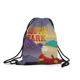 Рюкзак-мешок 3D с принтом South Park Картмен в городе Новоалтайск, 100% полиэстер | плотность ткани — 200 г/м2, размер — 35 х 45 см; лямки — толстые шнурки, застежка на шнуровке, без карманов и подкладки | south park | баттерс | кайл | картмен | кени | кеннет | кенни | мультик | саус парк | стэнли | эрик | южный парк