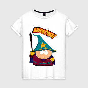 Женская футболка хлопок с принтом CARTMAN в городе Новоалтайск, 100% хлопок | прямой крой, круглый вырез горловины, длина до линии бедер, слегка спущенное плечо | animation | cartman | colorado | eric | gangsta | hip hop | kenny | n.w.a | san | south park | usa | волшебник | жесть | картман | магия | мультфильмы | шикарно | эрик | южный парк