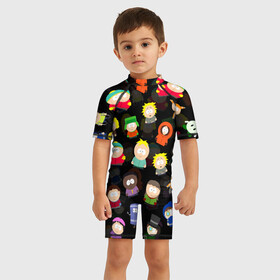 Детский купальный костюм 3D с принтом ЮЖНЫЙ ПАРК | SOUTH PARK (Z) в городе Новоалтайск, Полиэстер 85%, Спандекс 15% | застежка на молнии на спине | kenny | south park | картман | кенни | мультфильмы | саус парк | южный парк