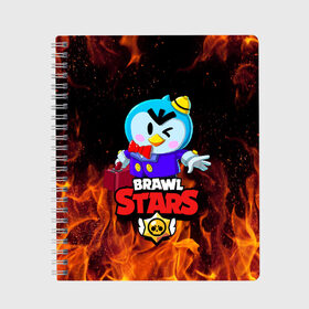 Тетрадь с принтом BRAWL STARS MR P в городе Новоалтайск, 100% бумага | 48 листов, плотность листов — 60 г/м2, плотность картонной обложки — 250 г/м2. Листы скреплены сбоку удобной пружинной спиралью. Уголки страниц и обложки скругленные. Цвет линий — светло-серый
 | 8 bit | 8 бит | bibi | brawl stars | crow | el brown | leon | leon shark | max | mr.p | sally leon | shark | stars | virus | werewolf | акула | биби | вирус | ворон | леон | оборотень | пингвин