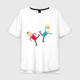 Мужская футболка хлопок Oversize с принтом South Park  Терренс и Филлип в городе Новоалтайск, 100% хлопок | свободный крой, круглый ворот, “спинка” длиннее передней части | canada | south park | terrance and phillip | жопы в огне | канада | канадцы | король канады | пердуны | пламенные жопы | саус парк | терренс и филлип | южный парк