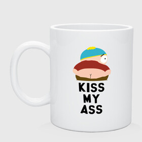 Кружка керамическая с принтом KISS MY ASS в городе Новоалтайск, керамика | объем — 330 мл, диаметр — 80 мм. Принт наносится на бока кружки, можно сделать два разных изображения | cartman | kenny | park | south | southpark | картман | кенни | мульт | мультик | парк | персонаж | персонажи | сериал | южный