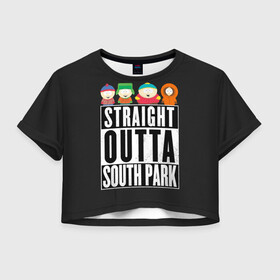 Женская футболка Crop-top 3D с принтом South Park в городе Новоалтайск, 100% полиэстер | круглая горловина, длина футболки до линии талии, рукава с отворотами | cartman | kenny | park | south | southpark | картман | кенни | мульт | мультик | парк | персонаж | персонажи | сериал | южный