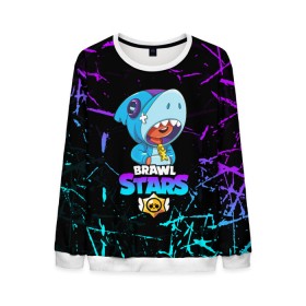 Мужской свитшот 3D с принтом BRAWL STARS LEON SHARK в городе Новоалтайск, 100% полиэстер с мягким внутренним слоем | круглый вырез горловины, мягкая резинка на манжетах и поясе, свободная посадка по фигуре | 8 bit | 8 бит | bibi | brawl stars | crow | el brown | leon | leon shark | max | mr.p | sally leon | shark | stars | virus | werewolf | акула | биби | вирус | ворон | леон | оборотень | пингвин