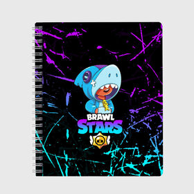 Тетрадь с принтом BRAWL STARS LEON SHARK в городе Новоалтайск, 100% бумага | 48 листов, плотность листов — 60 г/м2, плотность картонной обложки — 250 г/м2. Листы скреплены сбоку удобной пружинной спиралью. Уголки страниц и обложки скругленные. Цвет линий — светло-серый
 | 8 bit | 8 бит | bibi | brawl stars | crow | el brown | leon | leon shark | max | mr.p | sally leon | shark | stars | virus | werewolf | акула | биби | вирус | ворон | леон | оборотень | пингвин