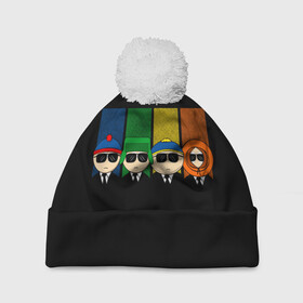 Шапка 3D c помпоном с принтом South Park в городе Новоалтайск, 100% полиэстер | универсальный размер, печать по всей поверхности изделия | cartman | kenny | park | south | southpark | картман | кенни | мульт | мультик | парк | персонаж | персонажи | сериал | южный