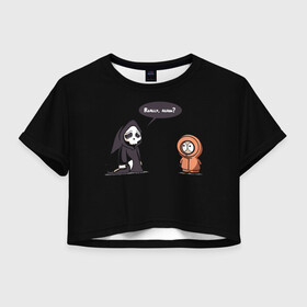 Женская футболка Crop-top 3D с принтом South Park в городе Новоалтайск, 100% полиэстер | круглая горловина, длина футболки до линии талии, рукава с отворотами | cartman | kenny | park | south | southpark | картман | кенни | мульт | мультик | парк | персонаж | персонажи | сериал | южный