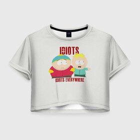 Женская футболка Crop-top 3D с принтом South Park в городе Новоалтайск, 100% полиэстер | круглая горловина, длина футболки до линии талии, рукава с отворотами | cartman | kenny | park | south | southpark | картман | кенни | мульт | мультик | парк | персонаж | персонажи | сериал | южный