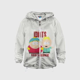 Детская ветровка 3D с принтом South Park в городе Новоалтайск, 100% полиэстер | подол и капюшон оформлены резинкой с фиксаторами, по бокам два кармана без застежек, один потайной карман на груди | cartman | kenny | park | south | southpark | картман | кенни | мульт | мультик | парк | персонаж | персонажи | сериал | южный