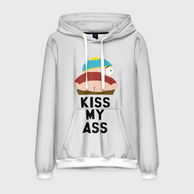 Мужская толстовка 3D с принтом Kiss My Ass в городе Новоалтайск, 100% полиэстер | двухслойный капюшон со шнурком для регулировки, мягкие манжеты на рукавах и по низу толстовки, спереди карман-кенгуру с мягким внутренним слоем. | cartman | kenny | park | south | southpark | картман | кенни | мульт | мультик | парк | персонаж | персонажи | сериал | южный