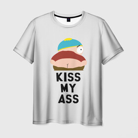 Мужская футболка 3D с принтом Kiss My Ass в городе Новоалтайск, 100% полиэфир | прямой крой, круглый вырез горловины, длина до линии бедер | cartman | kenny | park | south | southpark | картман | кенни | мульт | мультик | парк | персонаж | персонажи | сериал | южный