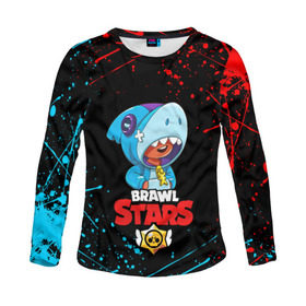 Женский лонгслив 3D с принтом BRAWL STARS LEON SHARK в городе Новоалтайск, 100% полиэстер | длинные рукава, круглый вырез горловины, полуприлегающий силуэт | 8 bit | 8 бит | bibi | brawl stars | crow | el brown | leon | leon shark | max | mr.p | sally leon | shark | stars | virus | werewolf | акула | биби | вирус | ворон | леон | оборотень | пингвин