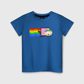 Детская футболка хлопок с принтом Картман Nyan Cat в городе Новоалтайск, 100% хлопок | круглый вырез горловины, полуприлегающий силуэт, длина до линии бедер | cartman | eric cartman | nyan cat | south park | кот | милый | ня кот | нян кот | няшный | прикол | радуга | радужный | саус парк | смешная | смешной | эрик | эрик картман | южный парк