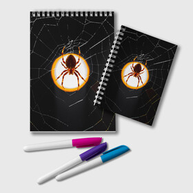 Блокнот с принтом Spider в городе Новоалтайск, 100% бумага | 48 листов, плотность листов — 60 г/м2, плотность картонной обложки — 250 г/м2. Листы скреплены удобной пружинной спиралью. Цвет линий — светло-серый
 | Тематика изображения на принте: animal | hunter | spider | животное | животные | лапы | охота | охотник | паук | паутина | хищник