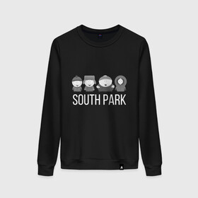 Женский свитшот хлопок с принтом South Park в городе Новоалтайск, 100% хлопок | прямой крой, круглый вырез, на манжетах и по низу широкая трикотажная резинка  | cartman | kartman | kenny | park | south | брофловски | кайл | картинка | картман | кенни | маккормик | марш | парк | саус | сауспарк | стэн | стэнли | эрик | южный