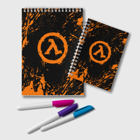 Блокнот с принтом HALF-LIFE в городе Новоалтайск, 100% бумага | 48 листов, плотность листов — 60 г/м2, плотность картонной обложки — 250 г/м2. Листы скреплены удобной пружинной спиралью. Цвет линий — светло-серый
 | Тематика изображения на принте: aperture laboratories | black mesa | gordon freeman | half life | half life 3 | valve | блэк меса | вэлв | гордон фриман | халф лайф