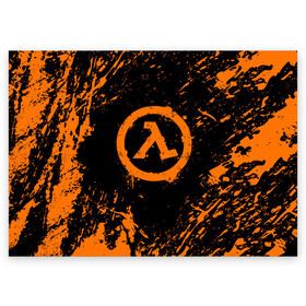 Поздравительная открытка с принтом HALF-LIFE в городе Новоалтайск, 100% бумага | плотность бумаги 280 г/м2, матовая, на обратной стороне линовка и место для марки
 | Тематика изображения на принте: aperture laboratories | black mesa | gordon freeman | half life | half life 3 | valve | блэк меса | вэлв | гордон фриман | халф лайф