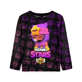 Детский лонгслив 3D с принтом Brawl Stars SANDY в городе Новоалтайск, 100% полиэстер | длинные рукава, круглый вырез горловины, полуприлегающий силуэт
 | brawl stars | brawl stars sandy | legendary brawler | leon | leon shark | sandy | shark | stars | акула | бравл стар сэнди | леон акула | сенди | сэнди