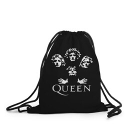 Рюкзак-мешок 3D с принтом QUEEN (НА СПИНЕ) в городе Новоалтайск, 100% полиэстер | плотность ткани — 200 г/м2, размер — 35 х 45 см; лямки — толстые шнурки, застежка на шнуровке, без карманов и подкладки | queen | rock | we will rock you | брайан мэи | группа queen | группа квин | джон дикон | квин | королева | король | роджер тейлор | рок | фредди меркьюри