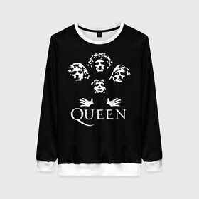 Женский свитшот 3D с принтом QUEEN (НА СПИНЕ) в городе Новоалтайск, 100% полиэстер с мягким внутренним слоем | круглый вырез горловины, мягкая резинка на манжетах и поясе, свободная посадка по фигуре | queen | rock | we will rock you | брайан мэи | группа queen | группа квин | джон дикон | квин | королева | король | роджер тейлор | рок | фредди меркьюри