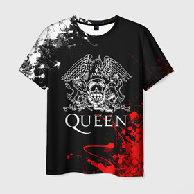 Мужская футболка 3D с принтом QUEEN. в городе Новоалтайск, 100% полиэфир | прямой крой, круглый вырез горловины, длина до линии бедер | Тематика изображения на принте: queen | квин | мистер робот | музыка | рами малек | рок | фредди меркьюри