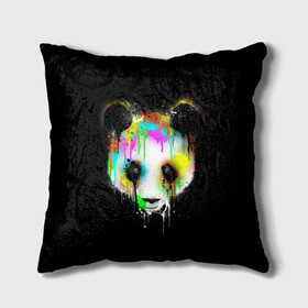 Подушка 3D с принтом ПАНДА В КРАСКЕ | PANDA IN PAINT в городе Новоалтайск, наволочка – 100% полиэстер, наполнитель – холлофайбер (легкий наполнитель, не вызывает аллергию). | состоит из подушки и наволочки. Наволочка на молнии, легко снимается для стирки | panda | животные | краска | медведь | милая | няшная | панда | прикольная | смешно | юмор