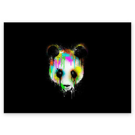 Поздравительная открытка с принтом ПАНДА В КРАСКЕ | PANDA IN PAINT в городе Новоалтайск, 100% бумага | плотность бумаги 280 г/м2, матовая, на обратной стороне линовка и место для марки
 | panda | животные | краска | медведь | милая | няшная | панда | прикольная | смешно | юмор
