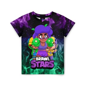 Детская футболка 3D с принтом BRAWL STARS ROSA в городе Новоалтайск, 100% гипоаллергенный полиэфир | прямой крой, круглый вырез горловины, длина до линии бедер, чуть спущенное плечо, ткань немного тянется | bea | brawl stars | brawl stars rosa | brawler | leon | rosa | беа | бравл старз | бравлер | игры | леон | роза