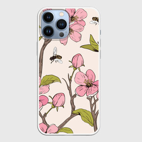 Чехол для iPhone 13 Pro Max с принтом САКУРА | SAKURA в городе Новоалтайск,  |  | Тематика изображения на принте: animals | bees | chery | flowers | insects | japan | sakura | вишня | животные | насекомые | пчелы | растения | сакура | цветы | цветы сакуры | япония