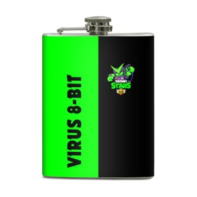Фляга с принтом Brawl stars virus 8-bit. в городе Новоалтайск, металлический корпус | емкость 0,22 л, размер 125 х 94 мм. Виниловая наклейка запечатывается полностью | 