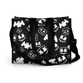 Сумка-шоппер 3D с принтом Marshmello ЧБ в городе Новоалтайск, 100% полиэстер | застегивается на металлическую кнопку; внутренний карман застегивается на молнию. Стенки укреплены специальным мягким материалом, чтобы защитить содержимое от несильных ударов
 | 2020 | cs | dj | fortnite | game | marshmello | music | neon | pubg | белое | ведро | ди джей | игра | марш | маршмелло | маршмеллоу | музыка | неон | скин | форт | фортнайт | чб | человек | черно