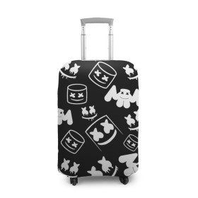 Чехол для чемодана 3D с принтом Marshmello ЧБ в городе Новоалтайск, 86% полиэфир, 14% спандекс | двустороннее нанесение принта, прорези для ручек и колес | 2020 | cs | dj | fortnite | game | marshmello | music | neon | pubg | белое | ведро | ди джей | игра | марш | маршмелло | маршмеллоу | музыка | неон | скин | форт | фортнайт | чб | человек | черно