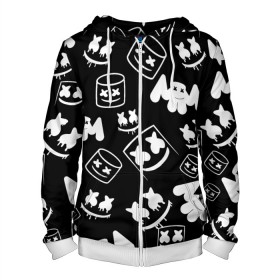 Мужская толстовка 3D на молнии с принтом Marshmello ЧБ в городе Новоалтайск, 100% полиэстер | длина до линии бедра, манжеты и пояс оформлены мягкой тканевой резинкой, двухслойный капюшон со шнурком для регулировки, спереди молния, по бокам два кармана | 2020 | cs | dj | fortnite | game | marshmello | music | neon | pubg | белое | ведро | ди джей | игра | марш | маршмелло | маршмеллоу | музыка | неон | скин | форт | фортнайт | чб | человек | черно