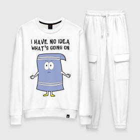 Женский костюм хлопок с принтом South Park, Полотенчик в городе Новоалтайск, 100% хлопок | на свитшоте круглая горловина, мягкая резинка по низу. Брюки заужены к низу, на них два вида карманов: два 