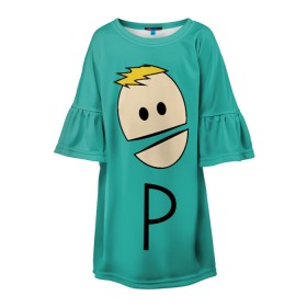 Детское платье 3D с принтом South Park Филипп Косплей в городе Новоалтайск, 100% полиэстер | прямой силуэт, чуть расширенный к низу. Круглая горловина, на рукавах — воланы | canada | south park | terrance and phillip | жопы в огне | канада | канадцы | король канады | пердуны | пламенные жопы | саус парк | терренс и филлип | южный парк