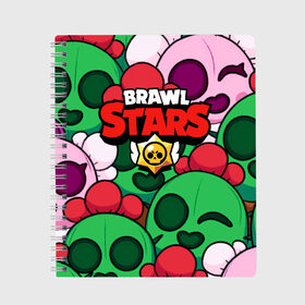 Тетрадь с принтом BRAWL STARS в городе Новоалтайск, 100% бумага | 48 листов, плотность листов — 60 г/м2, плотность картонной обложки — 250 г/м2. Листы скреплены сбоку удобной пружинной спиралью. Уголки страниц и обложки скругленные. Цвет линий — светло-серый
 | 8 bit | barley | brawl stars | brock | bull | colt | crow | dynamike | frank | jessie | leon | nita | барли | бравл старс | брок | булл | ворон | джесси | динамайк | кольт | леон | фрэнк