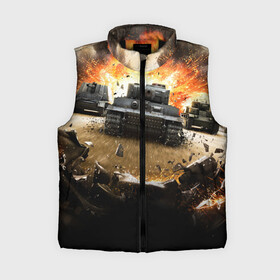 Женский жилет утепленный 3D с принтом ТАНКИ в городе Новоалтайск,  |  | battle | fire | flame | tanks | баталия | битва | огонь | т 34 | танки