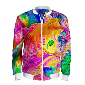 Мужской бомбер 3D с принтом TIE DYE в городе Новоалтайск, 100% полиэстер | застегивается на молнию, по бокам два кармана без застежек, по низу бомбера и на воротнике - эластичная резинка | Тематика изображения на принте: abstraction | geometry | hexagon | neon | paints | stripes | texture | tie dye | triangle | абстракция | брызги | геометрия | краски | неон | неоновый | соты | тай дай | текстура