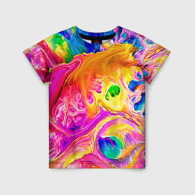 Детская футболка 3D с принтом TIE DYE в городе Новоалтайск, 100% гипоаллергенный полиэфир | прямой крой, круглый вырез горловины, длина до линии бедер, чуть спущенное плечо, ткань немного тянется | Тематика изображения на принте: abstraction | geometry | hexagon | neon | paints | stripes | texture | tie dye | triangle | абстракция | брызги | геометрия | краски | неон | неоновый | соты | тай дай | текстура
