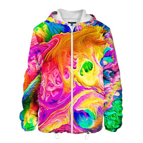 Мужская куртка 3D с принтом TIE DYE в городе Новоалтайск, ткань верха — 100% полиэстер, подклад — флис | прямой крой, подол и капюшон оформлены резинкой с фиксаторами, два кармана без застежек по бокам, один большой потайной карман на груди. Карман на груди застегивается на липучку | Тематика изображения на принте: abstraction | geometry | hexagon | neon | paints | stripes | texture | tie dye | triangle | абстракция | брызги | геометрия | краски | неон | неоновый | соты | тай дай | текстура