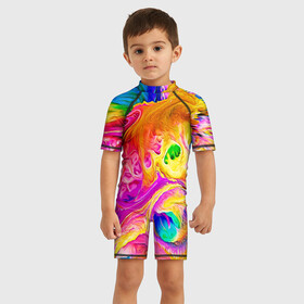 Детский купальный костюм 3D с принтом TIE DYE | ЯРКИЕ КРАСКИ в городе Новоалтайск, Полиэстер 85%, Спандекс 15% | застежка на молнии на спине | abstraction | geometry | hexagon | neon | paints | stripes | texture | tie dye | triangle | абстракция | брызги | геометрия | краски | неон | неоновый | соты | тай дай | текстура