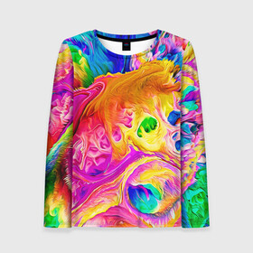 Женский лонгслив 3D с принтом TIE DYE в городе Новоалтайск, 100% полиэстер | длинные рукава, круглый вырез горловины, полуприлегающий силуэт | abstraction | geometry | hexagon | neon | paints | stripes | texture | tie dye | triangle | абстракция | брызги | геометрия | краски | неон | неоновый | соты | тай дай | текстура