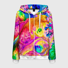Мужская толстовка 3D на молнии с принтом TIE DYE в городе Новоалтайск, 100% полиэстер | длина до линии бедра, манжеты и пояс оформлены мягкой тканевой резинкой, двухслойный капюшон со шнурком для регулировки, спереди молния, по бокам два кармана | abstraction | geometry | hexagon | neon | paints | stripes | texture | tie dye | triangle | абстракция | брызги | геометрия | краски | неон | неоновый | соты | тай дай | текстура