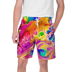Мужские шорты 3D с принтом TIE DYE в городе Новоалтайск,  полиэстер 100% | прямой крой, два кармана без застежек по бокам. Мягкая трикотажная резинка на поясе, внутри которой широкие завязки. Длина чуть выше колен | Тематика изображения на принте: abstraction | geometry | hexagon | neon | paints | stripes | texture | tie dye | triangle | абстракция | брызги | геометрия | краски | неон | неоновый | соты | тай дай | текстура