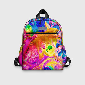 Детский рюкзак 3D с принтом TIE DYE | ЯРКИЕ КРАСКИ в городе Новоалтайск, 100% полиэстер | лямки с регулируемой длиной, сверху петелька, чтобы рюкзак можно было повесить на вешалку. Основное отделение закрывается на молнию, как и внешний карман. Внутри дополнительный карман. По бокам два дополнительных кармашка | Тематика изображения на принте: abstraction | geometry | hexagon | neon | paints | stripes | texture | tie dye | triangle | абстракция | брызги | геометрия | краски | неон | неоновый | соты | тай дай | текстура