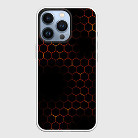 Чехол для iPhone 13 Pro с принтом ОГНЕННЫЕ СОТЫ | FIRE COMBS в городе Новоалтайск,  |  | abstraction | geometry | hexagon | neon | paints | stripes | texture | triangle | абстракция | брызги | геометрия | краски | неон | неоновый | соты | текстура