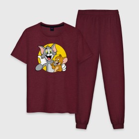 Мужская пижама хлопок с принтом Tom&Jerry в городе Новоалтайск, 100% хлопок | брюки и футболка прямого кроя, без карманов, на брюках мягкая резинка на поясе и по низу штанин
 | tom  jerry | tom and jerry | tomjerry | vdgerir | мамочка два тапочка | том и джери | том и джерри