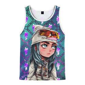 Мужская майка 3D с принтом BILLIE EILISH в городе Новоалтайск, 100% полиэстер | круглая горловина, приталенный силуэт, длина до линии бедра. Пройма и горловина окантованы тонкой бейкой | billie | billie eilish | eilish | logo | logo billie eilish | music | music star | star | айлиш | били | били айлиш | лого | логотип | логотип били | музыка | певица