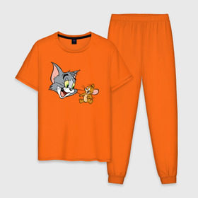 Мужская пижама хлопок с принтом Tom&Jerry в городе Новоалтайск, 100% хлопок | брюки и футболка прямого кроя, без карманов, на брюках мягкая резинка на поясе и по низу штанин
 | spike | tom  jerry | tom and jerry | tomjerry | tuffy | vdgerir | мамочка два тапочка | том и джери | том и джерри